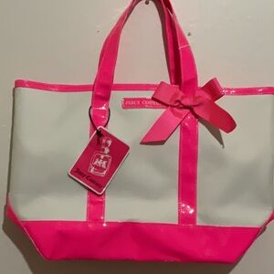 Juicy couture Tote Bag white and hot pink  ( nylon and pvc material